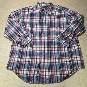 Ralph Lauren Shirt Mens 3XL Tall Long Sleeve Plaid Pony Button Front Lightweight
